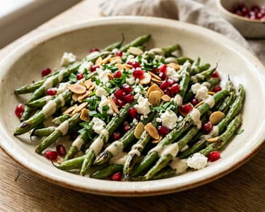 Middle Eastern Roasted Green Bean Salad | With Tahini and Feta