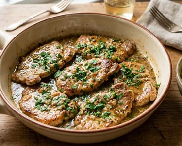 Korfui sertés sofrito | Omlós fokhagymás-fehérboros sertésszeletek