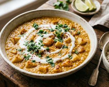 Roasted Celeriac Red Lentil Dal | Creamy Indian One-Pot Dish