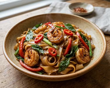 Pad Kee Mao garnélával | Pikáns thai részeges tészta