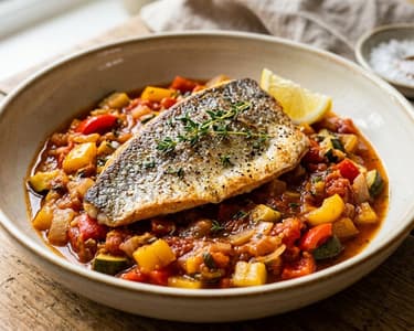 Crispy Skin Gilthead Seabream | With Spanish Pisto Manchego