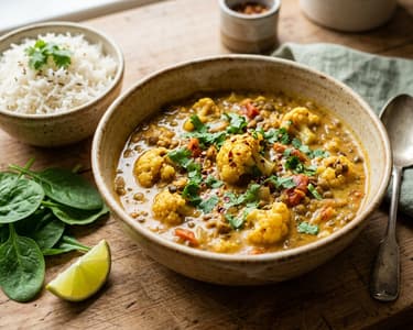 Cauliflower and brown lentil curry | Fragrant Indian one-pot