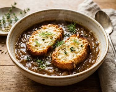 French Fennel and Onion Soup | With Crispy Cheesy Baguette