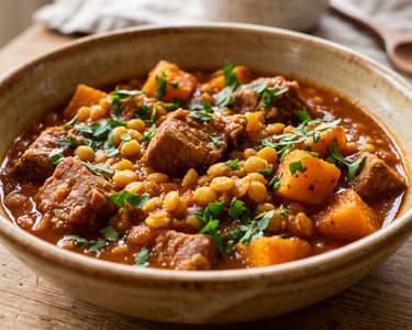 Pork Stew with Yellow Split Peas and Pumpkin | Hearty Autumn One-Pot Meal
