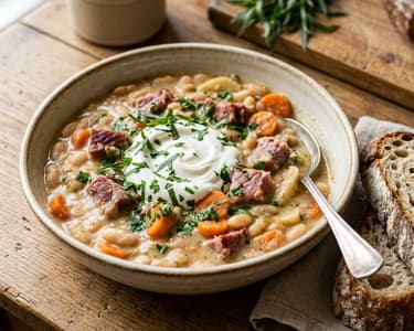 Tarragon White Bean Stew with Smoked Pork Collar | Hearty Autumn One-Pot Meal
