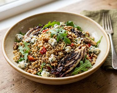 Tuscan Grilled Radicchio Bulgur Salad | With Gorgonzola and Toasted Walnuts