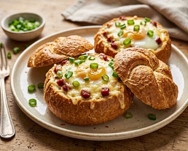 Sütőben sült magyaros töltött zsemle | Krémes sajtos brunch