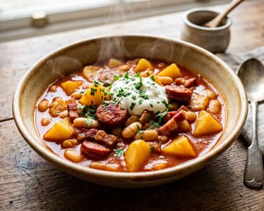 Potato Paprikash with Beans and Sausage | Homestyle Autumn One-Pot
