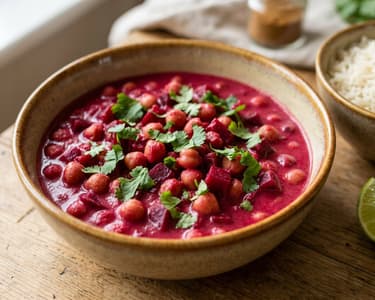 Céklás csicseriborsó curry | Fűszeres őszi indiai egytál