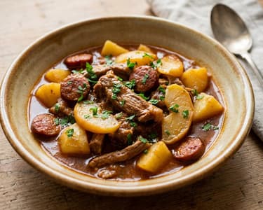 Szatmár pork tokány with apples and potatoes