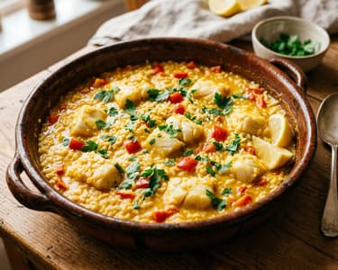Spanyol szaftos halas rizs sáfránnyal | Arroz meloso de pescado