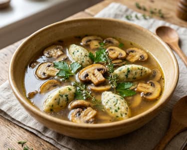 French Forest Mushroom Dumpling Soup | Aromatic Autumn Dish