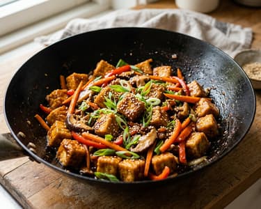 Korean Bulgogi Tofu in Wok with Vegetables | 20-Minute Dinner