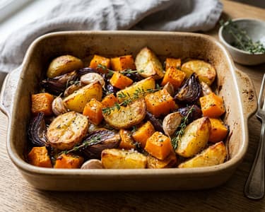 Roast Potatoes with Pumpkin in Goose Fat | Crispy Autumn Traybake
