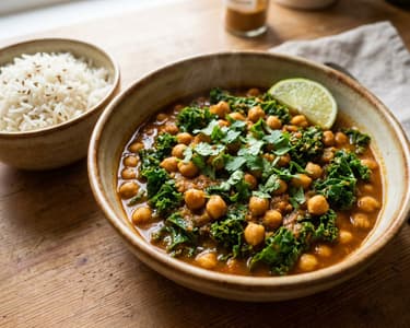 Kale and Chickpea Curry | Spicy Indian One-Pot Dish
