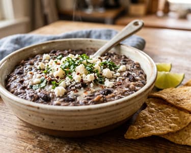Mexikói frijoles refritos | Krémes babkrém tortillachipsszel