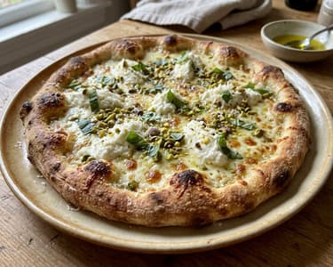 Ricottás-pisztáciás fehér pizza | Krémes olasz klasszikus