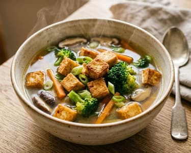 Gyors pirított tofus ázsiai zöldségleves | 20 perces wok leves