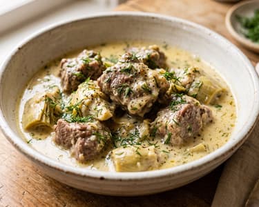 Greek Lamb and Artichoke Stew | Tender Autumn Dish