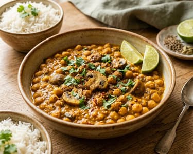 Mushroom and Chickpea Curry | Creamy Indian One-pot Dish