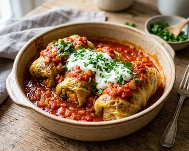 Savoy Cabbage Rolls Stuffed with Pumpkin and Pearl Barley | Autumn Main Dish