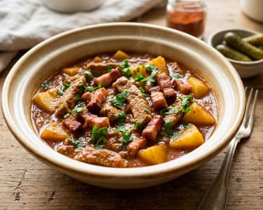 Gypsy-Style Tokány with Potatoes | Rich Garlic One-Pot Meal