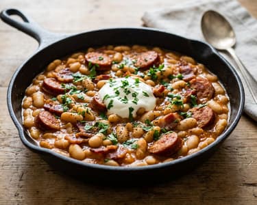 Peppery Marjoram Bean Tokány with Sausage | Hearty Hungarian One-Pot Dish