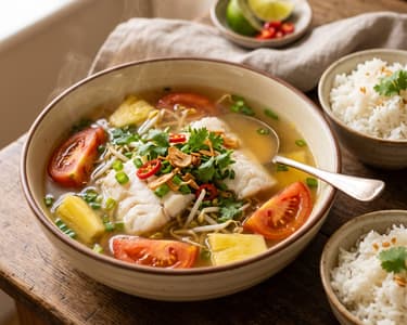 Canh Chua Cá | Vietnamese Sweet and Sour Cod with Jasmine Rice
