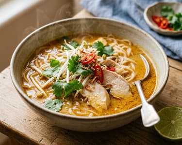 Maláj fűszeres csirke laksa leves | Laksa Ayam