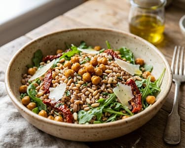 Tuscan Farro Salad with Chickpeas | Hearty Autumn Bowl