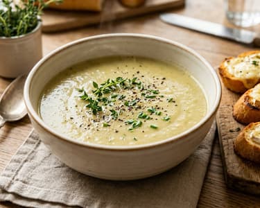 French Apple and Leek Soup | With Melted Brie Baguette
