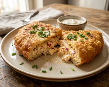 Stuffed Lángos with Körözött | Crispy homemade lángos with creamy sheep curd cheese filling