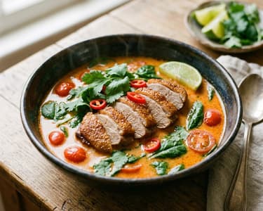 Thai Red Curry Soup with Duck Breast | Rich Asian Soup