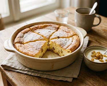 Old-fashioned curd cheese soufflé with vanilla sour cream | Light-as-air autumn brunch