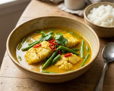Gaeng Som Pla | Sour Thai Cod Curry with Vegetables