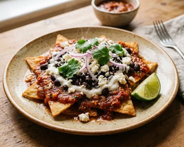 Mexikói chilaquiles feketebabbal és fetával | Ropogós utcai reggeli