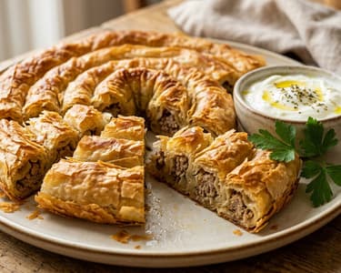 Balkáni húsos burek | Ropogós rétestészta szaftos töltelékkel