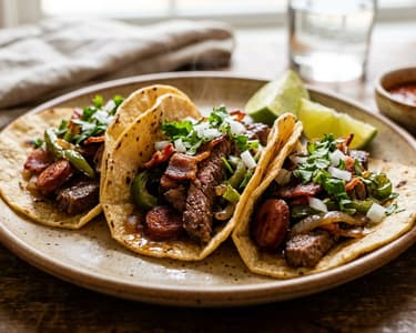 Mexikói discada norteña | Szaftos marhahúsos taco