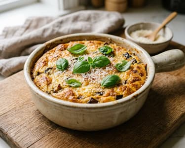 Italian Ricotta and Aubergine Soufflé | Silky Mediterranean Flan