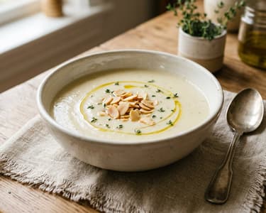 French Leek and Cauliflower Velouté | With Toasted Almonds