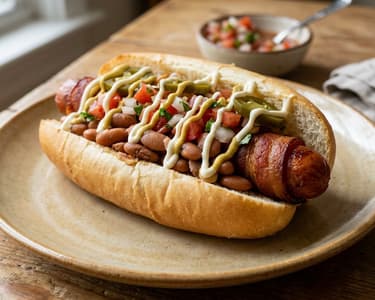 Mexikói sonorai hot dog babbal és baconnel | Ropogós street food