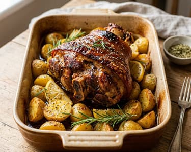 Greek beer-roasted pork knuckle | Tender meat with crispy skin