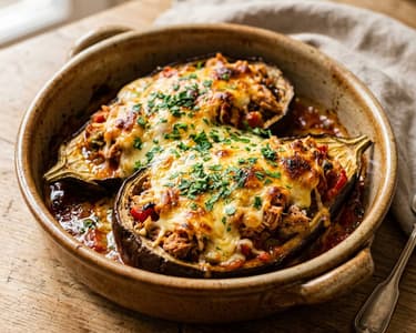Spanish Tuna-Stuffed Eggplant | Oven-Baked Dish