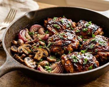 Füstös BBQ csirkecombfilé pirított barna csiperkével | Szaftos őszi grill