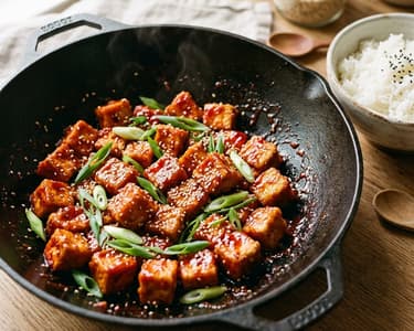 Koreai ragacsos gochujang tofu wokban | 20 perces vacsora