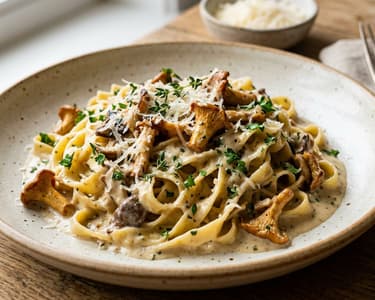 Homemade tagliatelle with creamy mushrooms | Silky cream sauce pasta
