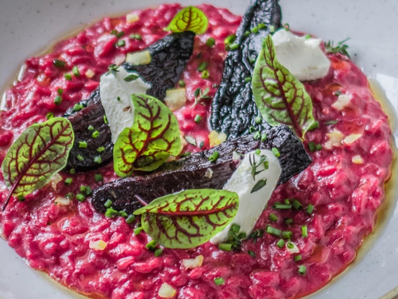 Beetroot Risotto with Goat Cheese