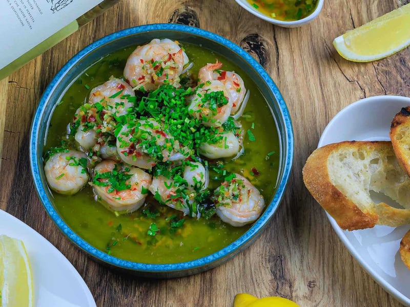Gambas al Ajillo - or dippable garlic and white wine shrimp in no time