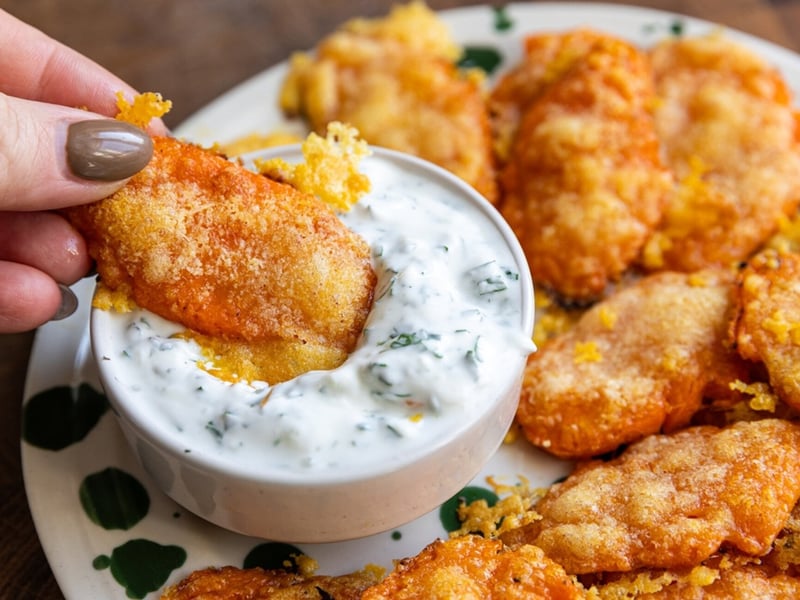 Baked Smashed Carrots with Parmesan and Yogurt Dip