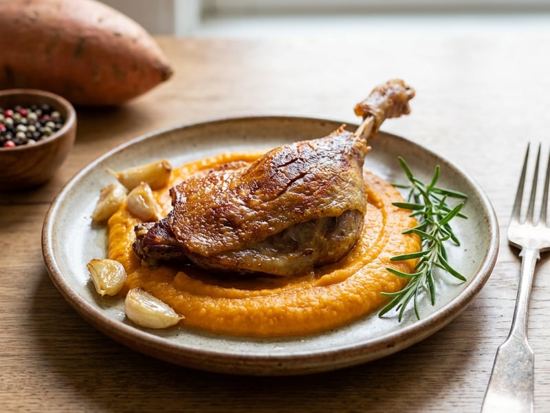 Confit Duck with Sweet Potato Purée